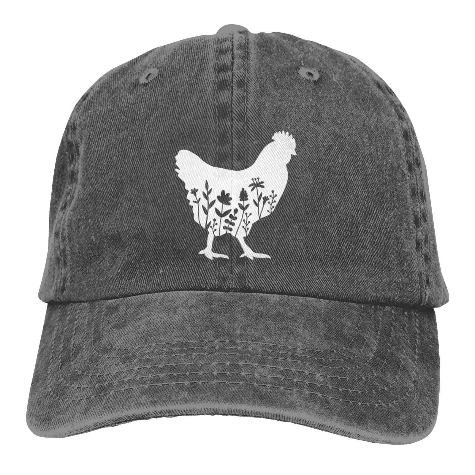 Women's Floral Chicken Hat Vintage Distressed Adjustable Washed Baseball Cap for Men Women Deep Heather