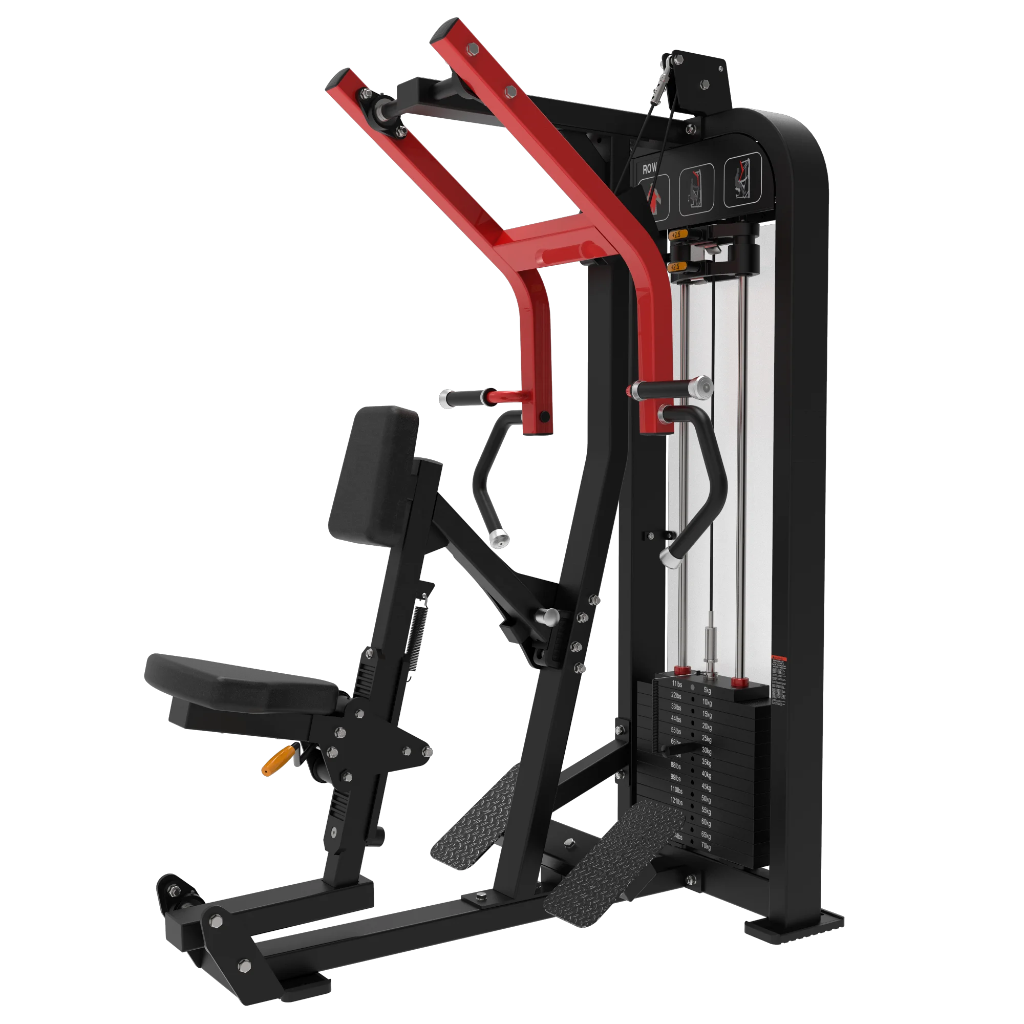 Venta al por mayor, equipo de gimnasio, fila sentada, pila de pesas, máquina de remo para entrenamiento de fuerza de la espalda, hecha de acero