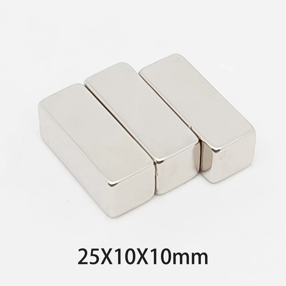 1/2/5/10/15/20PCS 25x10x10mm Strong Powerful Magnets Sheet N35 Block Rectangular Permanent Neodymium Magnet 25x10x10  25*10*10