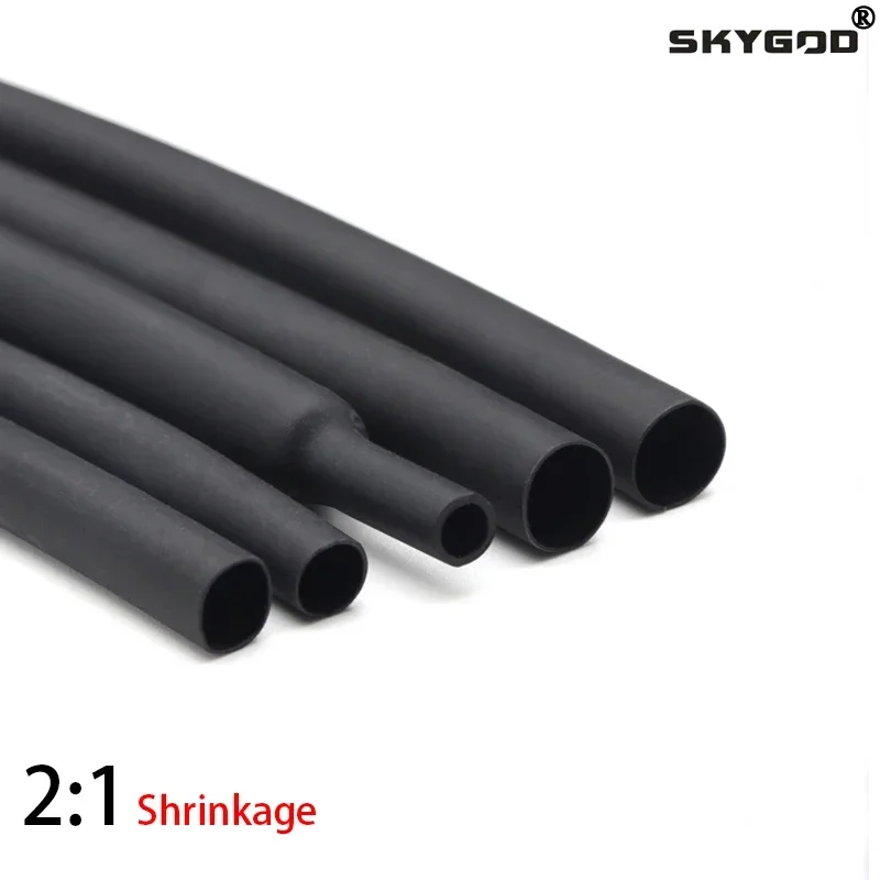 

1 Meter Black Dia 1 2 3 4 5 6 7 8 9 10 12 14 16 20 25 30 40 50 mm Heat Shrink Tube 2:1 Polyolefin Thermal Cable Sleeve Insulated