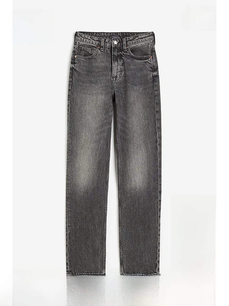 

Удобные модные прямые джинсы с высокой талией из тонкого денима для женщин, премиум-класса, H&M, длинные брюки C...