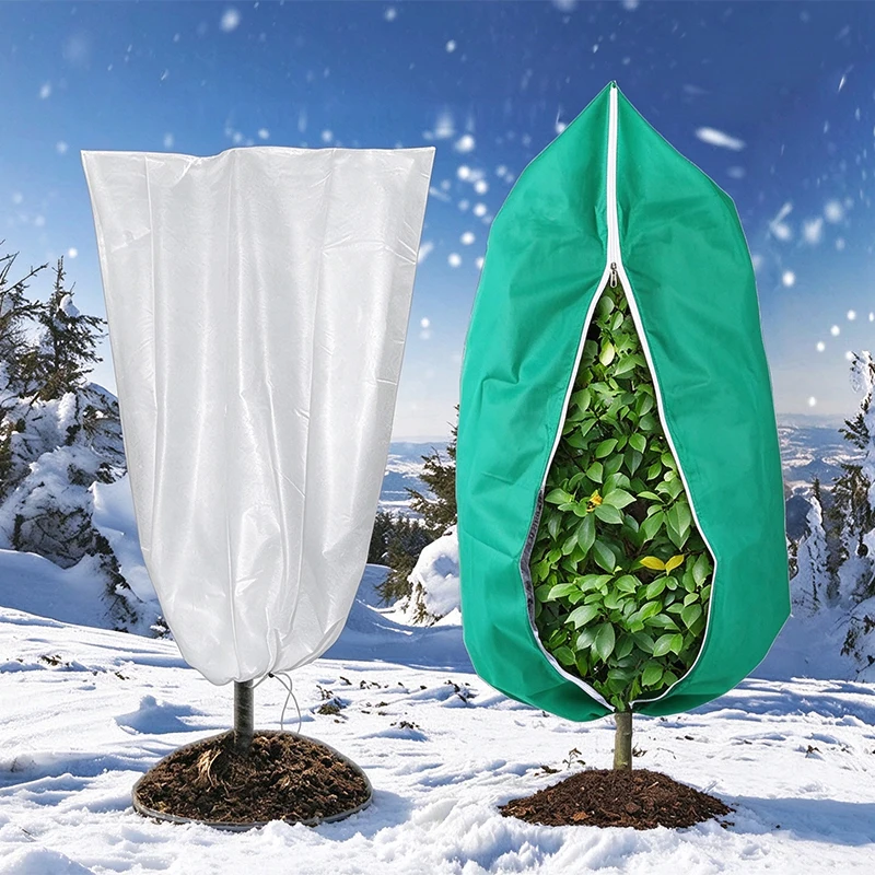 Winter Warm Plant Anti‑Frost Cover Breathable Non‑woven Bag With Zip For Fruit Tree Shrub Potted Plant Cold Weather Protection