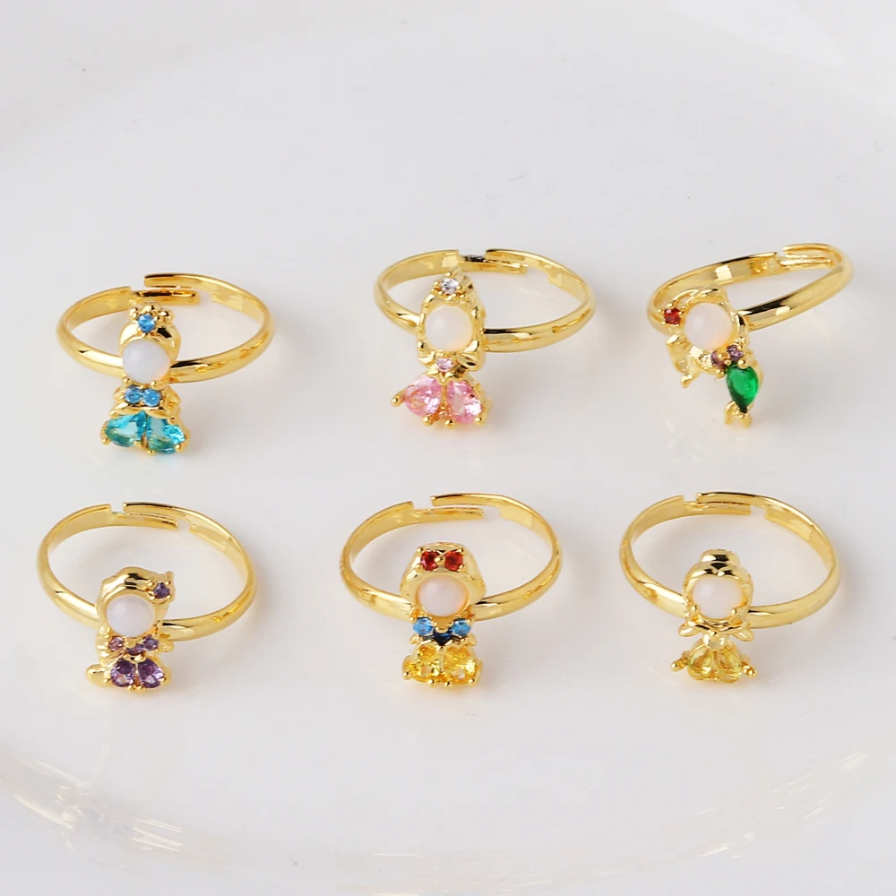 Cartoon Princess Ring Frozen Elsa Snow White Mermaid Princess Women Kawaii Jewelry Accessories Party Adjustable Open Ring