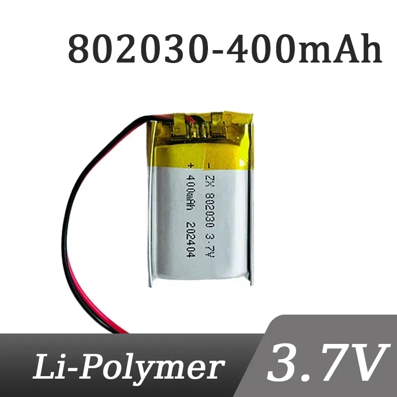 

Литий-полимерный аккумулятор 3.7V 400mAh 802030, перезаряжаемая литий-ионная батарея для MP3, MP4, MP5, GPS, Bluetooth-колонок, USB-вентиляторов, мышей, массажеров
