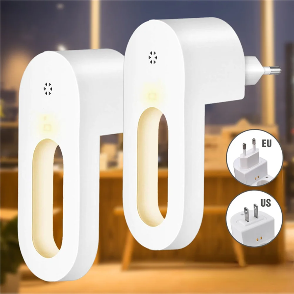 LED Light Sensor Lights EU/US Plug Warm White Wireless Intelligent Night Bulb Plug-in Wall Emergency Lamp for Bedroom Bathroom