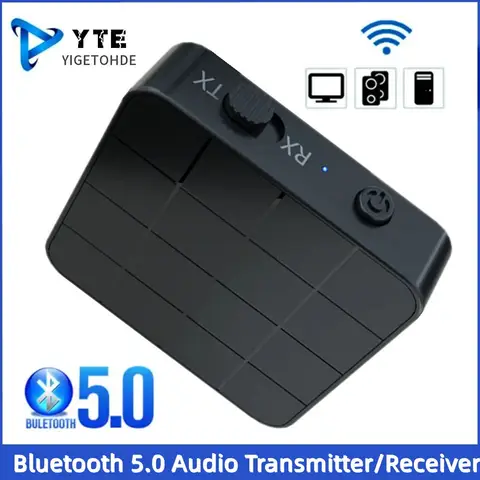 KN321 Bluetooth 5.0 2-in-1 Transmitter Receiver Wireless Audio Adapter with RCA AUX 3.5mm Jack for Car TV PC Speaker Headphone