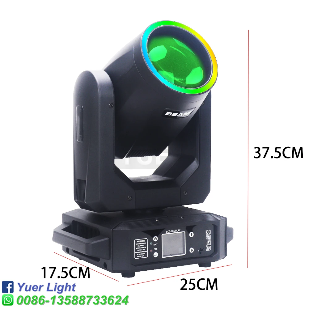 Imagem -03 - Yuer-led Moving Head Beam Light Gobo com Anel 18 Prisma Rainbow Effect Dmx Control Disco Party Clube Iluminação de Palco dj 200w