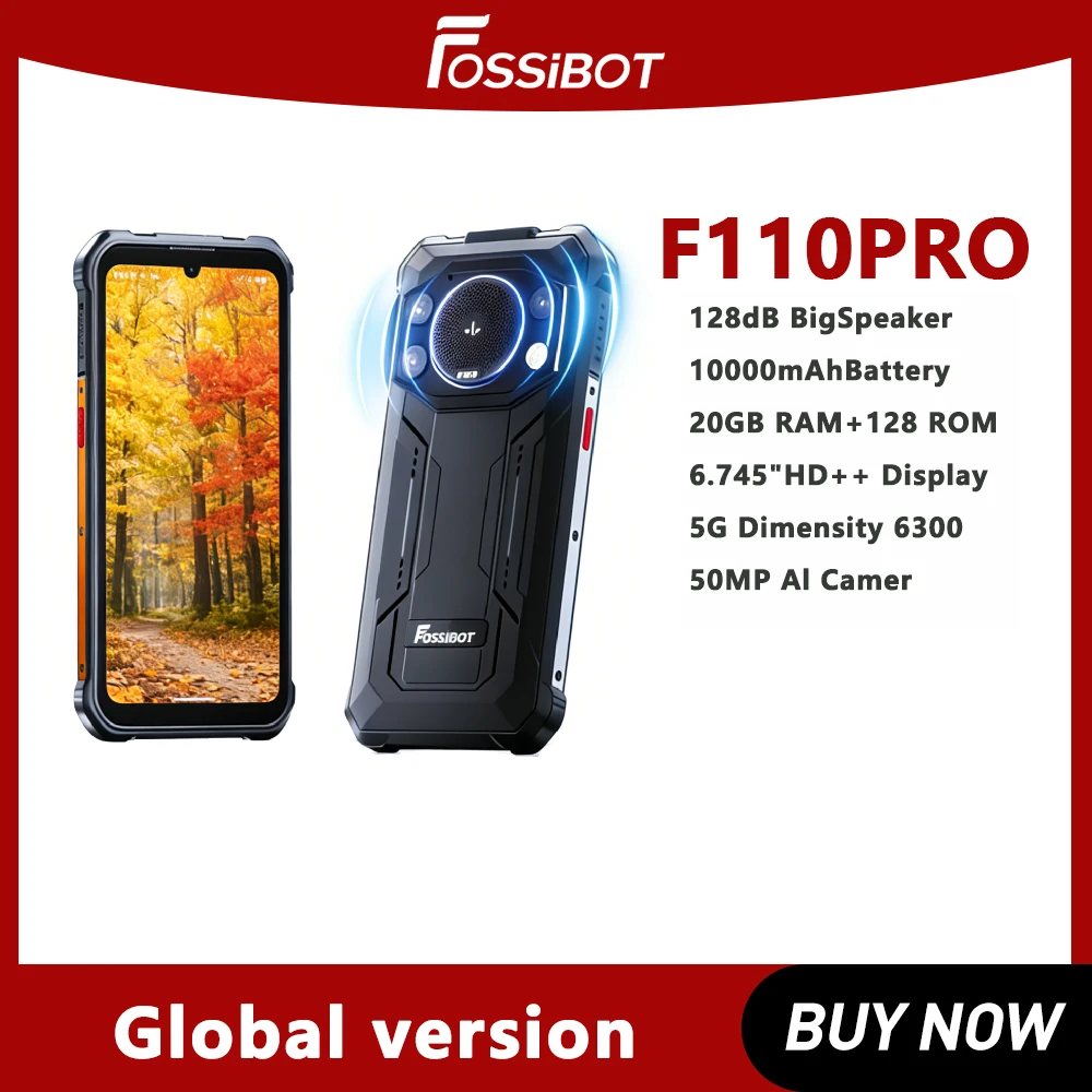 2026 Fossibot F110 Pro Rugged Smartphone 5G 10000mAh 20W 20GB(8+12) 128GB Mobile Phone 6.745