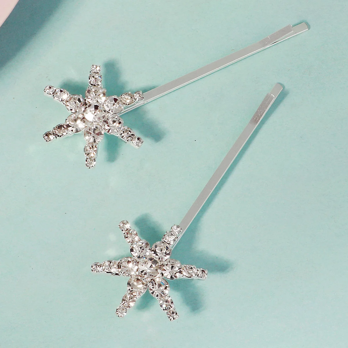 

2pk/Set Classic Rhinestone Snowflake Delicate Hair Clip Everyday Hair Pins Headdresses For Women Hair Ornament Gifts for Friends