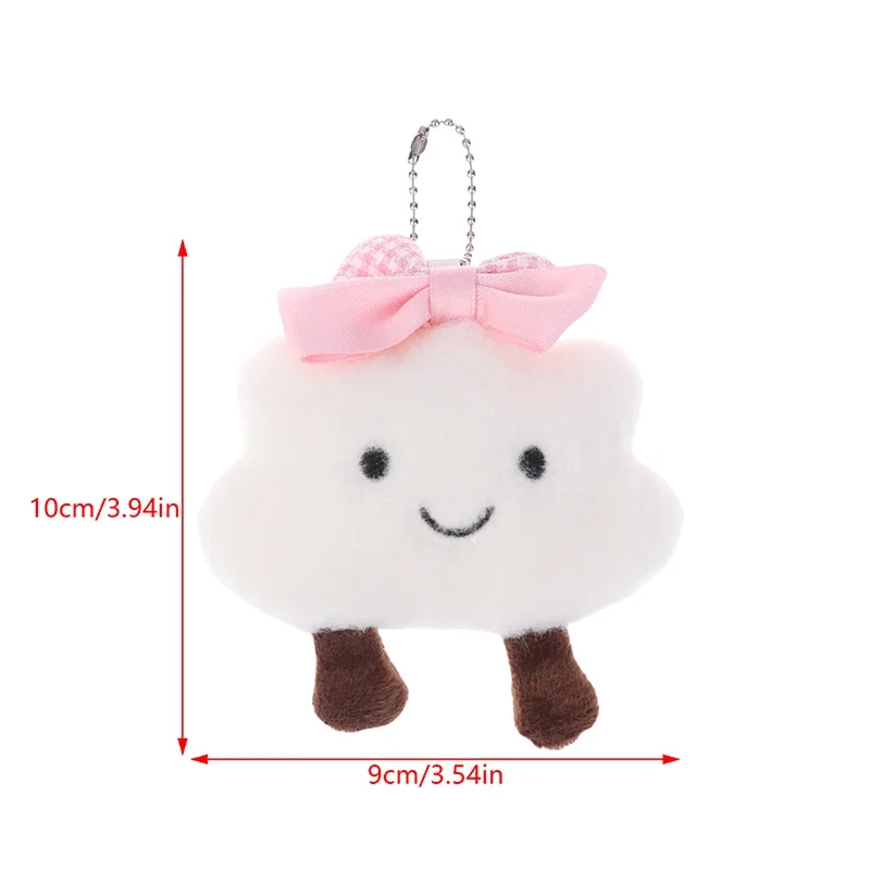 Lovely Kawaii Bow Cloud Backpack Accessory; Charming Stuffed Cloud Keyring