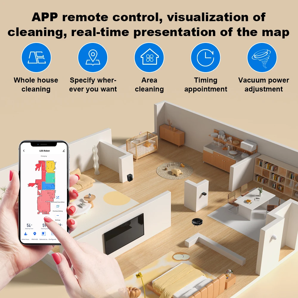 LDS robot aspirapolvere e mocio combinato Liectroux M70 Pro, navigazione laser lidar, pulizia domestica intelligente, con stazione di svuotamento automatica,mappe multipavimento, aspirazione da 6,5kpa,boost per tappeti