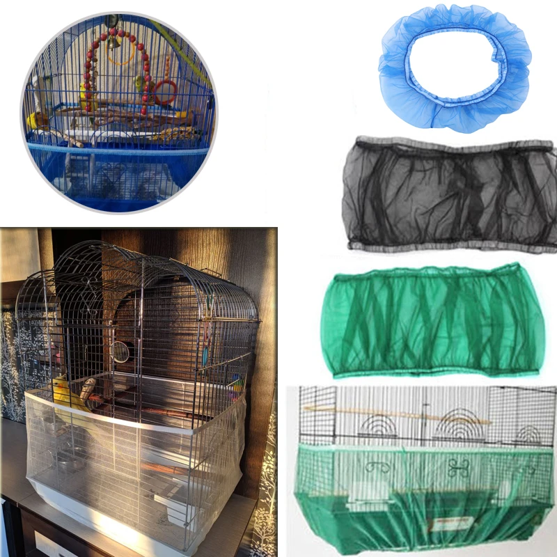 Easy Cleaning Bird Cage Covers Free shipping Mesh Seed Catcher Guard Bird Cage Net Shell Skirt Dust-proof Mesh Parrot Cage Cover