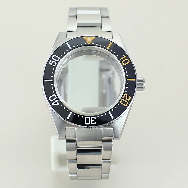 Waterproof 40mm Watch Case 316L Bracelet Sapphire For NH35 NH36 Movement 28.5mm Dial NH35 Watch Part Modified Black Tiger Whale