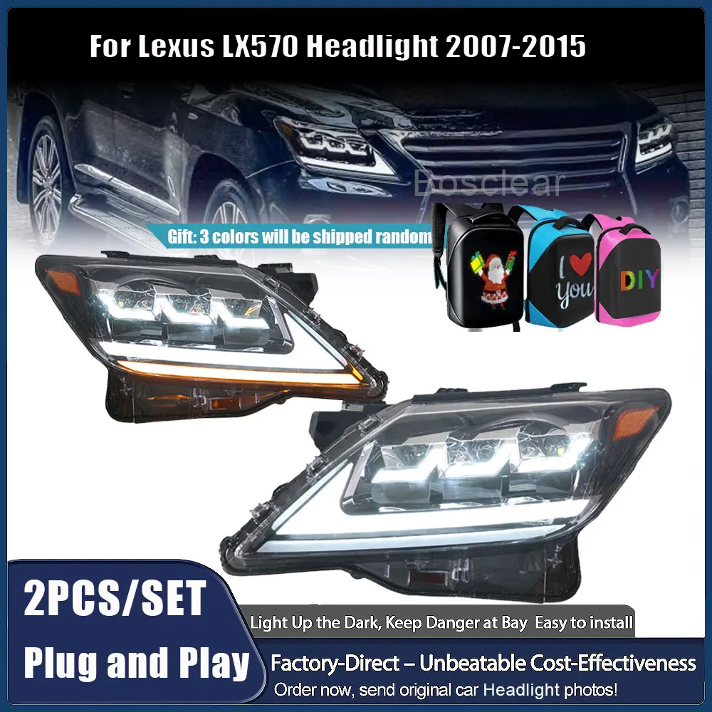 

Car Headlights for Lexus LX570 2009 2010 2011 2012 2013 2014 2015 LED Headlamp Dynamic Information Turn Signals Auto Accessories