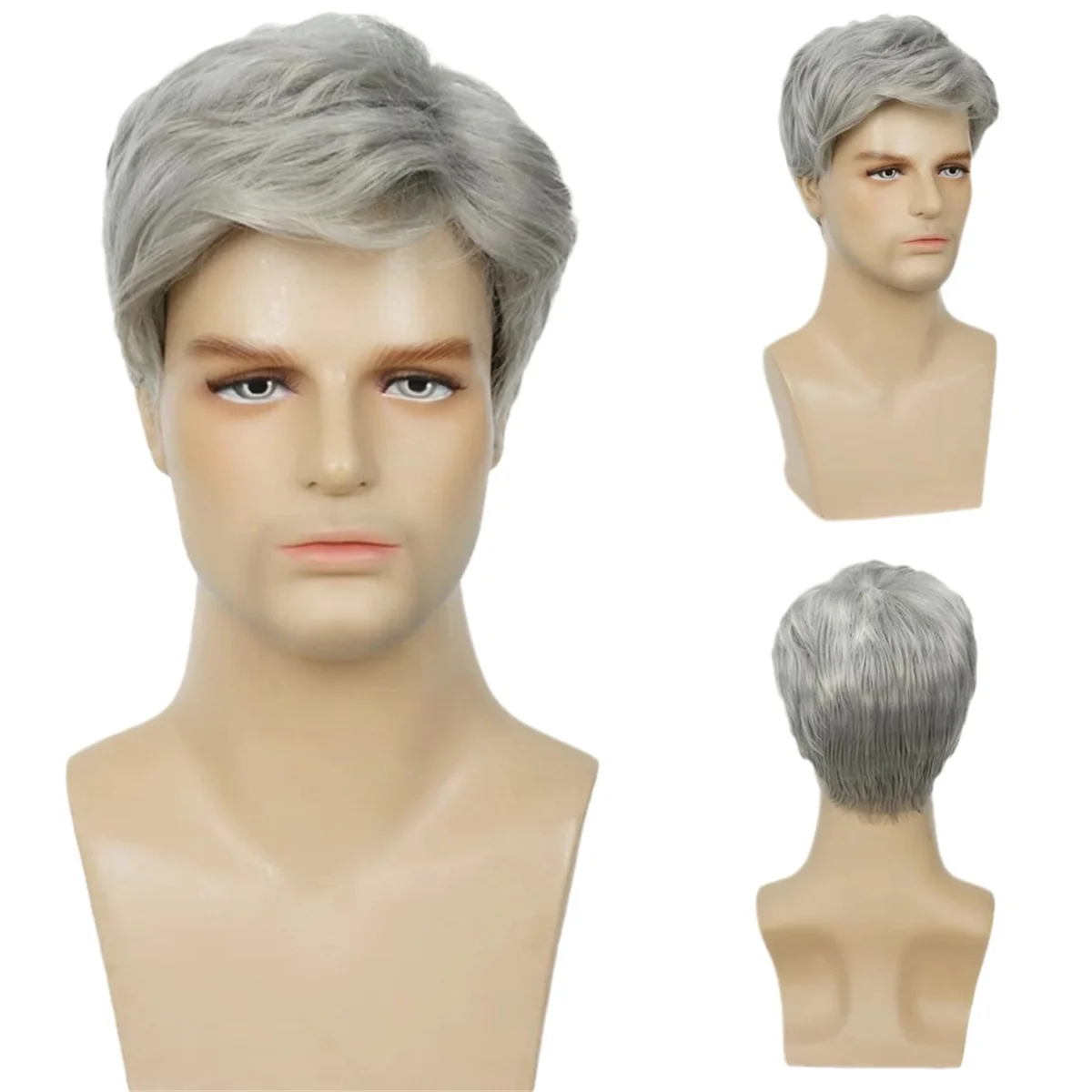 AT17 الباروكات بيروكات صناعية مع الانفجارات مقاومة للحرارة غلويليس بيروكات صناعية للرجل شعر مستعار قصير تأثيري الباروكات شعر مستعار الاستخدام اليومي