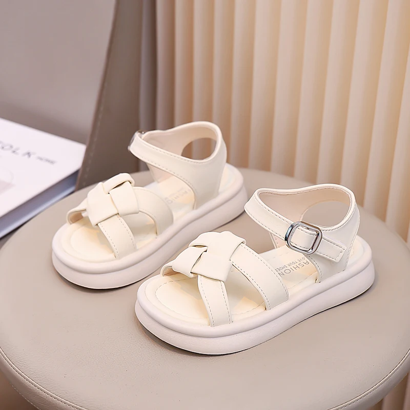 Summer Kids Open-toe Sandals Classic Braided Strap Girls Platform Sandals Non-slip Causal Children School Shoes Outdoor Beach