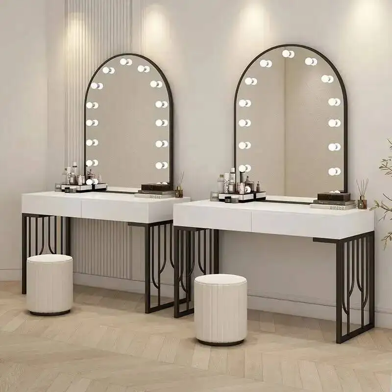 

Vanity White Mirror Table Makeup Bedroom Desk Console Drawers Dressing Table Tool Chest Nail Penteadeira Lounge Suite Furniture