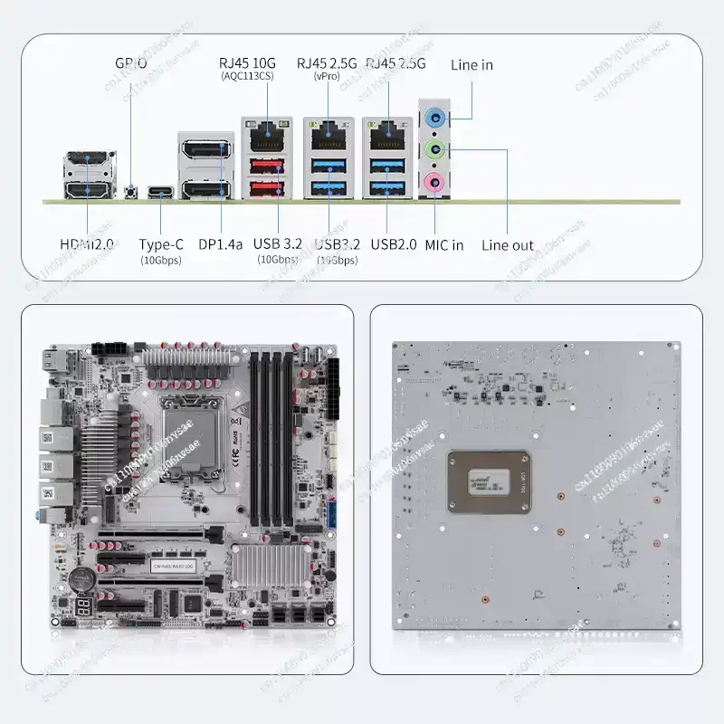 12 Bay 10GbE NAS Motherboard with DDR5 ECC Supports M.2 NVMe for W680 Chipset Enterprise Storage Server Motherboard view 3