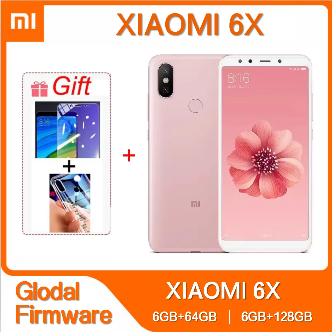 

Оригинальный Смартфон Xiaomi 6X 6 ГБ 64 Гб/128 Гб 20 миллионов пикселей сотовый googleplay сканер отпечатков пальцев Octa-core Global Rom 3010 мАч 4G