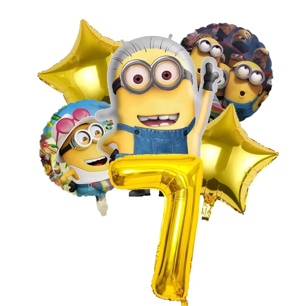 M&Miniones Geburtstagsballons, Partydekoration, gelbe Bananen-Teller, Becheraufsätze, Servietten, Tischdecke, Partyzubehör für Kinder, Babyparty – Detail 7
