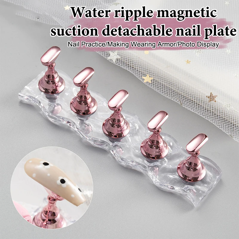 1 set supporto magnetico per unghie supporto per pratica punta per unghie finte supporto base in cristallo display per nail art per salone d'arte fai da te e pratica