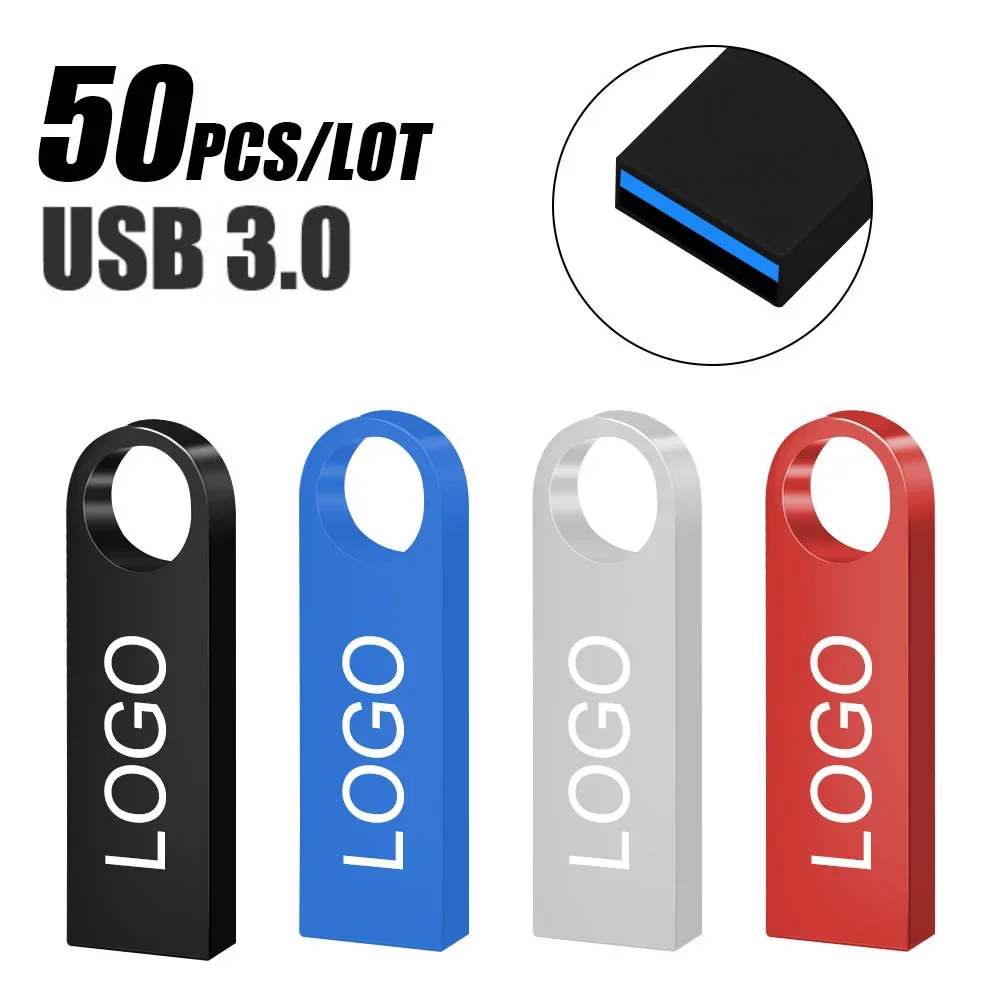 

50pcs/lot Hot Selling 3.0 Usb Flash Drive Pen Drive 8GB 16GB 32GB 64GB Waterproof Metal Pendrive Memory Stick U Disk Free Logo