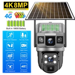 V380 Pro Solar Camera 4G Sim Outdoor Dual Lens tre schermi Webcam PIR Human Detect CCTV Security Video Battery PTZ IP Camara