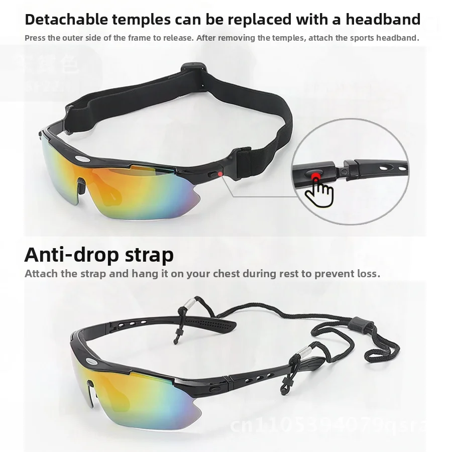 

Polarized Cycling Glasses Anti-UV Unisex Sports Personality Dazzling Colors Half Frame Adjustable Nose Pads Interchangeable