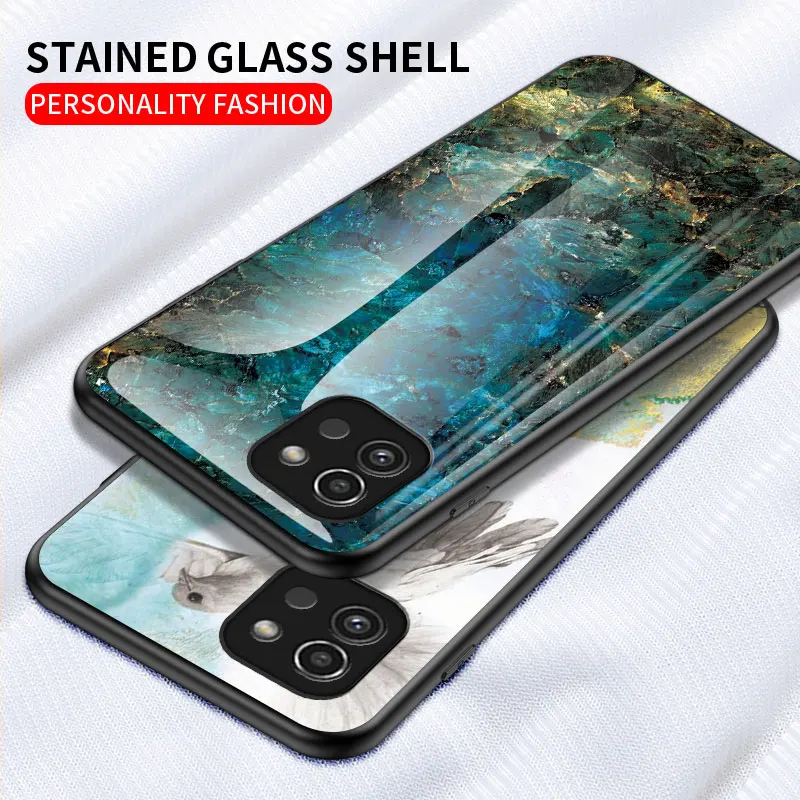 For Samsung Galaxy A03 Phone Case Tempered Glass Samsung GalaxyA03 Casing Soft TPU Edge Hard Shockproof Back Cover