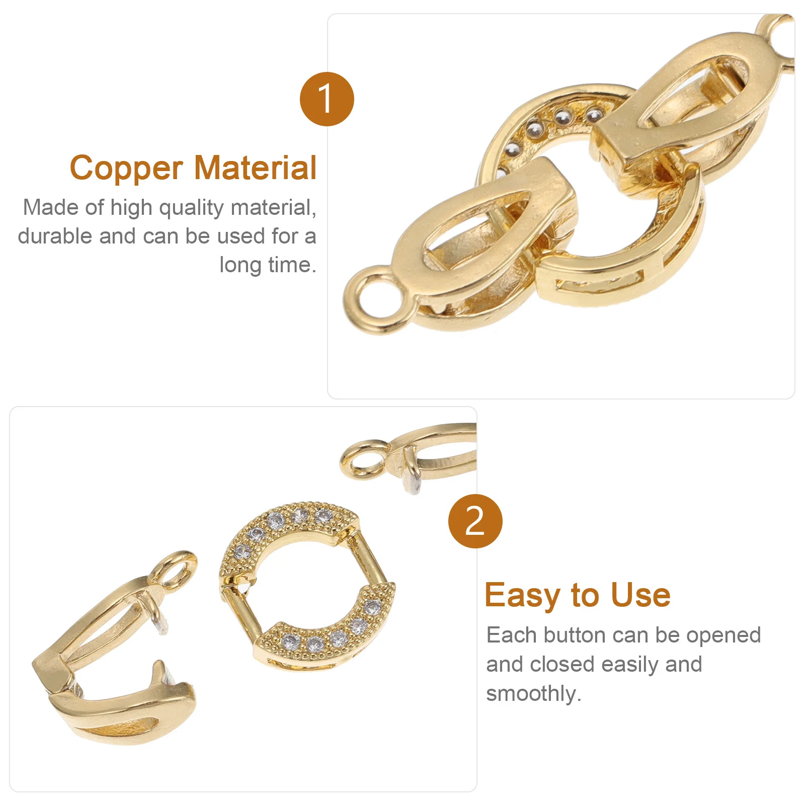 

3pcs Gold Plated Cubic Zirconia Bracelet Clasp Hook Small Copper Connector For Diy Jewelry Making Necklace Craft Clasp Accessory