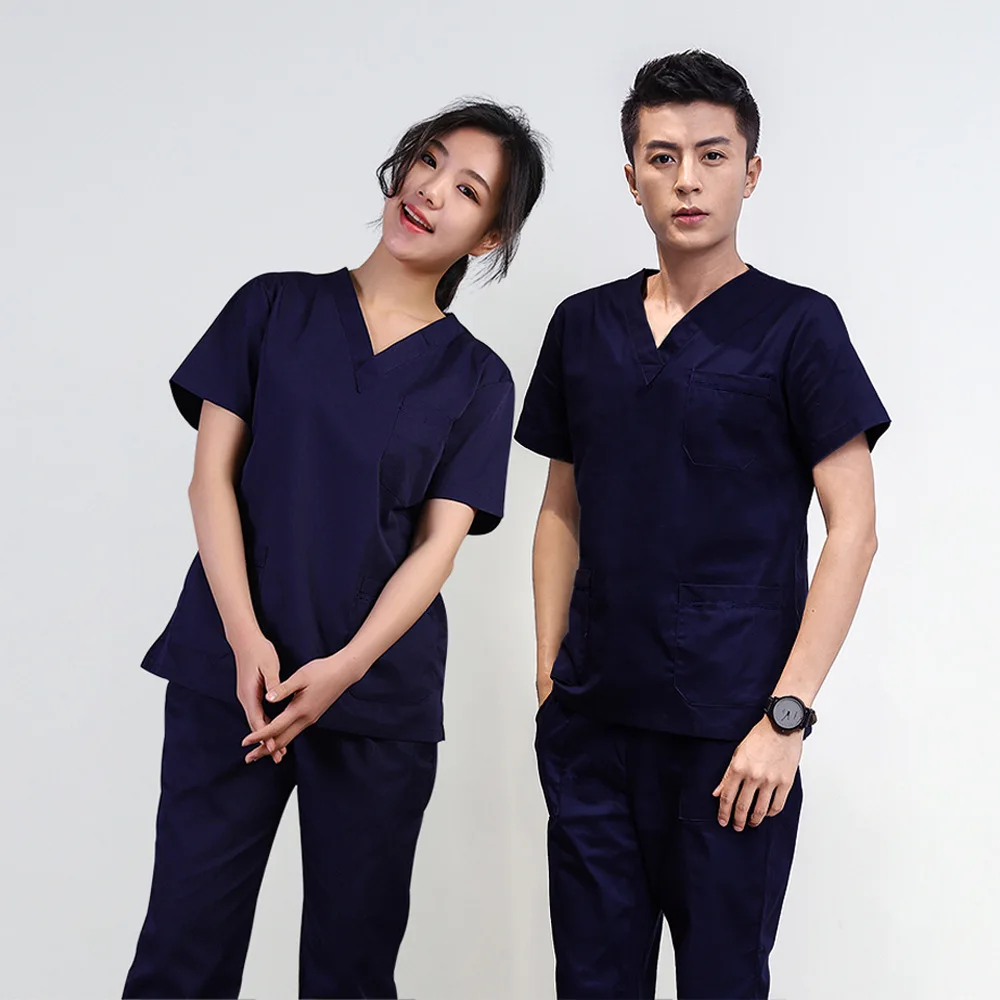 رداء جراحي كلاسيكي أزرق نيلي بدون أكمام، طقم منفصل للغسيل اليدوي، بدلة عزل للأطباء والممرضات