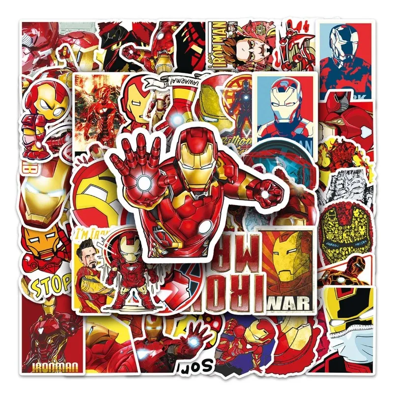 52 pegatinas creativas de Iron Man de Marvel Anime para portátil, scooter, equipaje, coche y teléfono - Pegatinas de graffiti impermeables