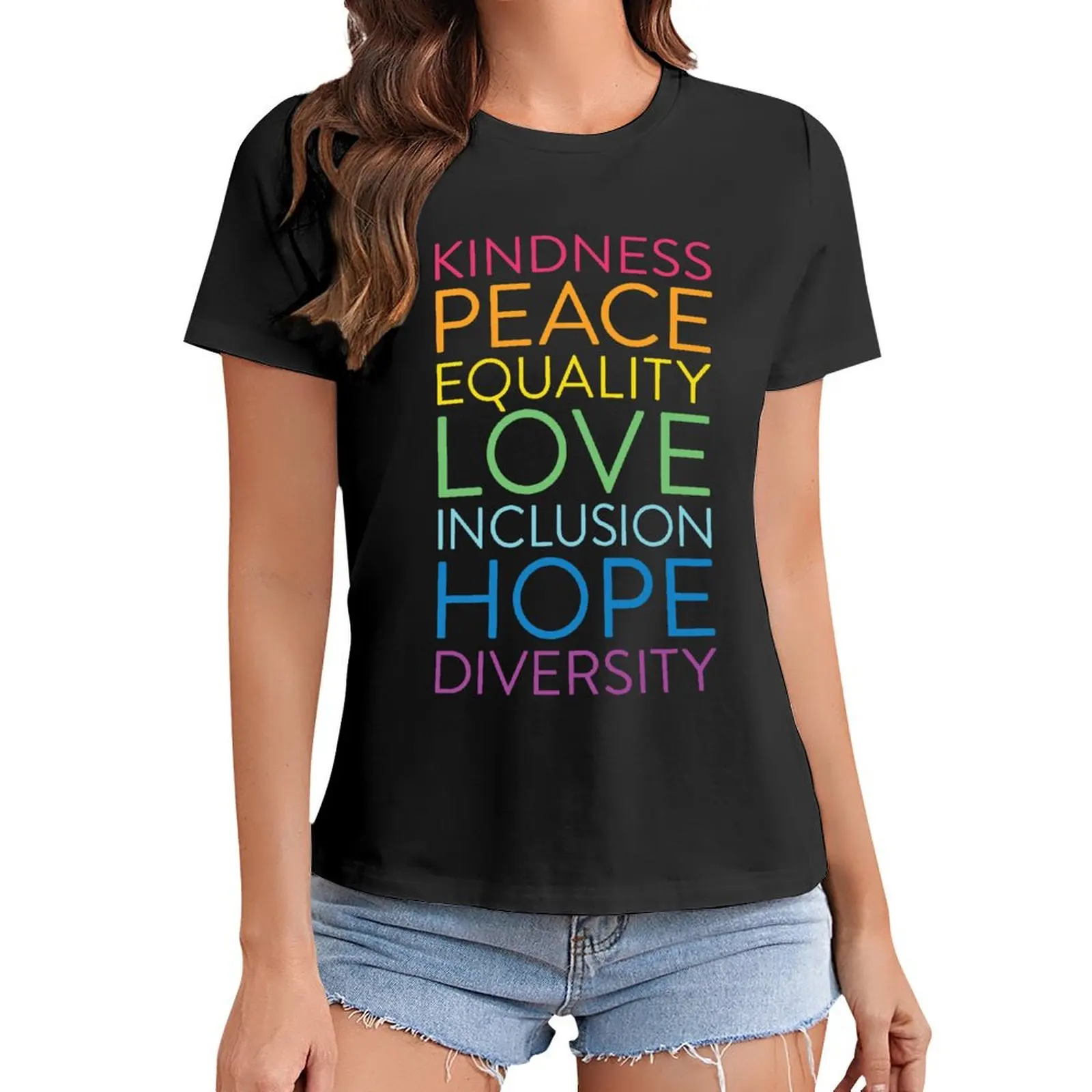 

Peace Love Hope Equality Inclusion Diversity Social Justice T-Shirt funny heavyweights customizeds Women's clothing