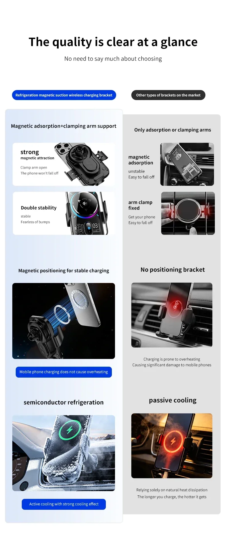 2-in-1 Magnetisches Qi2 25W Kabelloses Ladegerät Auto-Handyhalterung ICE-Kühlung Auto-Induktion RGB-Licht für iPhone 17 Samsung S25 Ultra – Detail 7