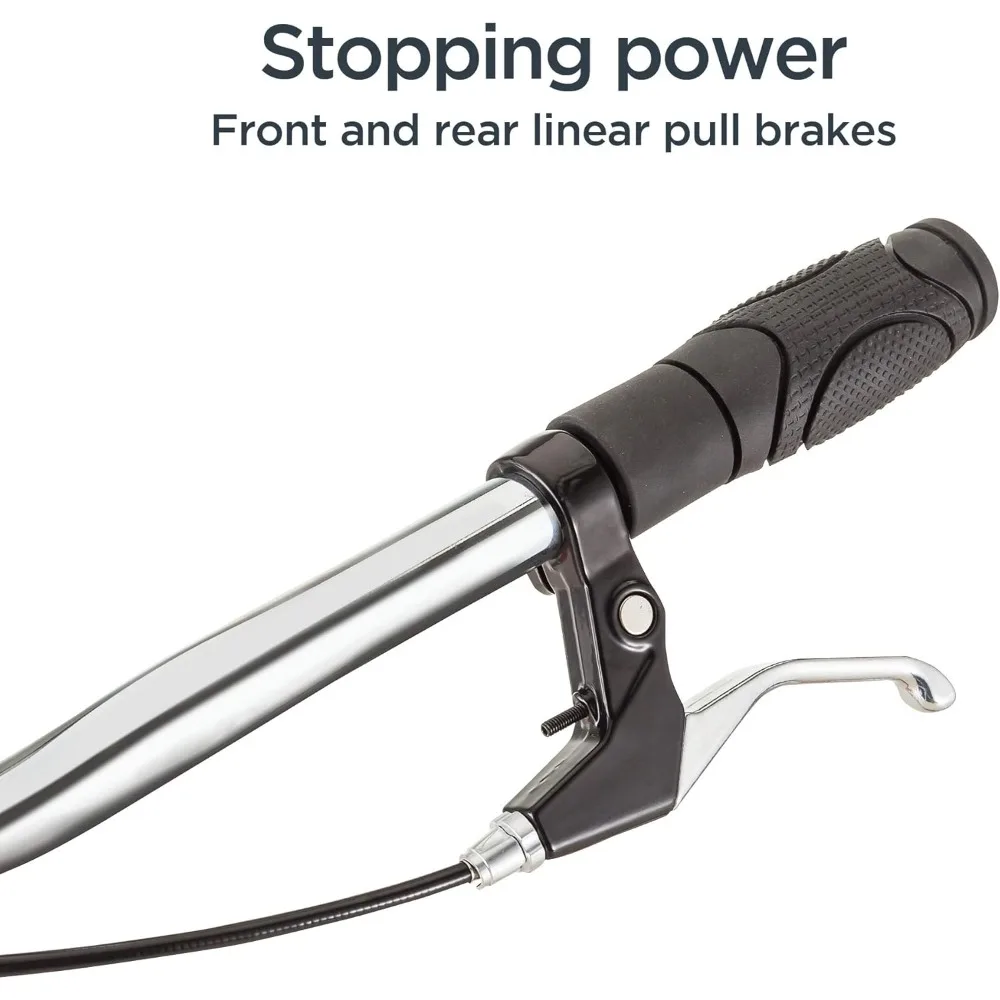 Trottinette pour hommes et femmes, grande roue avant remplie d'air de 26 pouces, roue arrière de 20 pouces, guidon de style Beach Cruiser