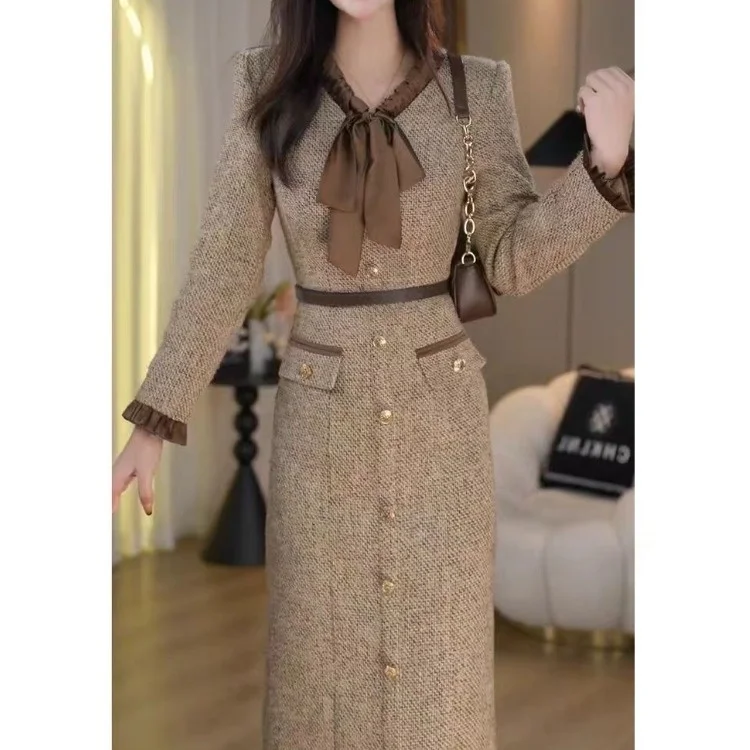 

Ele Artistic Luxury Dr Autumn Faion 2024, новая длинная юбка Sle Ele, длинная юбка из полиэфирного волокна для поездок на работу, длинная све V-Ne