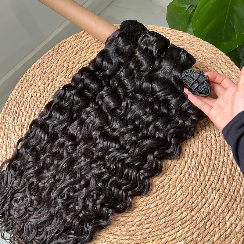 Clip Invisible de PU para extensiones de cabello humano, Pelo Rizado sin procesar, sin costuras, vietnamita, 7 piezas, 120 g/set