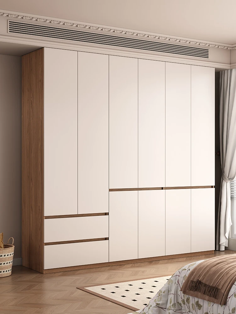 

Solid wood, wardrobe, home, bedroom, simple, modern, combination, cream style