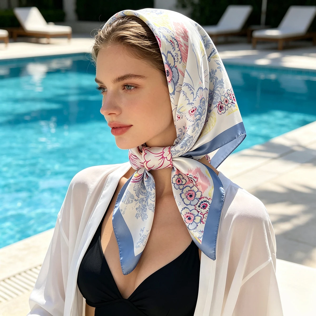 2026 New Women Luxury Square Scarf Hijab Floral Printed Scarves Shawl Travel Headscarf Bandana Neckerchief Foulard