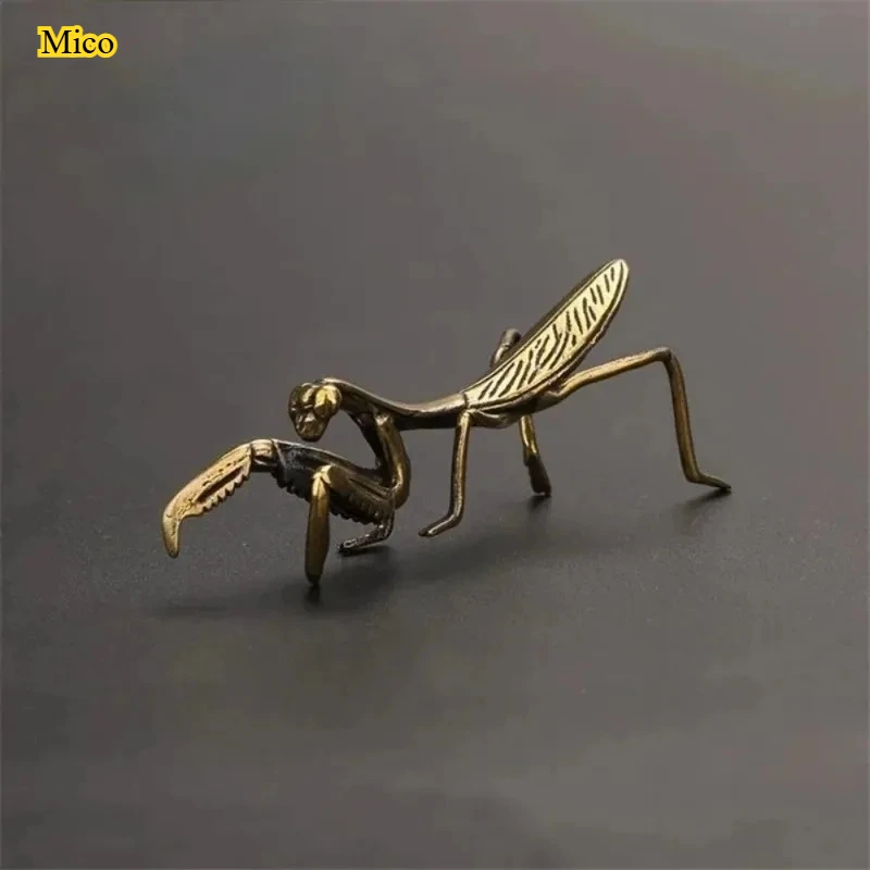 

Vintage Copper Mantis Miniature Ornament, Tea Pet & Craft Decor for Flower Pot & Home Decoration