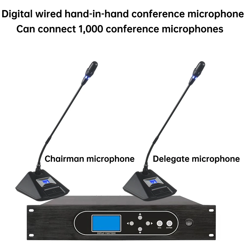 Sistema microfonico per conferenze cablato digitale professionale Microfono da tavolo a collo di cigno per conferenze Sala ingegneria multi-unità