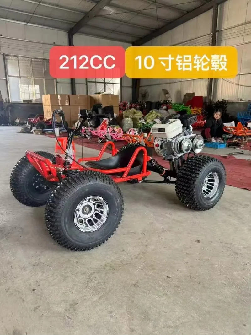 Customized 212CC 4 Stroke Pedal Go Kart All-Terrain Off-Road Fuel-Powered Outdoor Drifting Vehicle 7.5HP Engine 60km/h