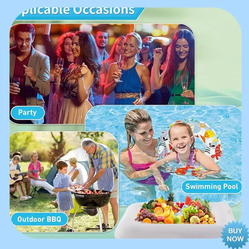 

A47Z 2 PCS 24Inch Inflatable Serving Bar, Drinks Inflatable Cooler Table Pool Ice Tray For Party,Picnic & Camping