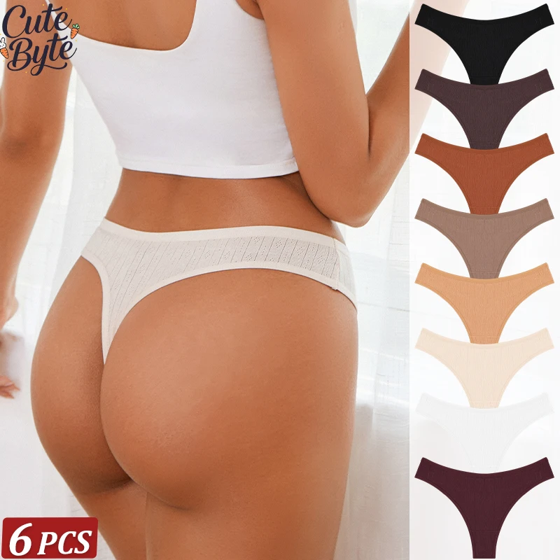 6PCS/SET High Quality Women's Panties Comfort Seamless Underwear Sports G-String Girls Thongs Sexy Underpants Intimate Lingerie