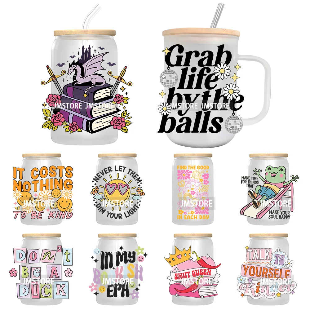 

In My Bookish Era UV DTF Sticker For 16OZ Libbey Glass Cup Can Wrap Transfer Stickers Custom Labels Prints DIY Logo Be Kindness