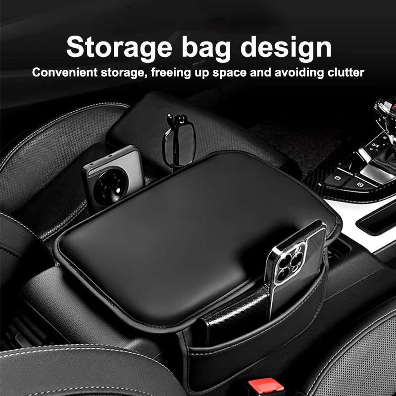 Car Armrest Mat Center Console Protect Cushion Storage Bag For Ford Fiesta C-Max Kuga Ranger Raptor KA Fusion ST Transit Edge