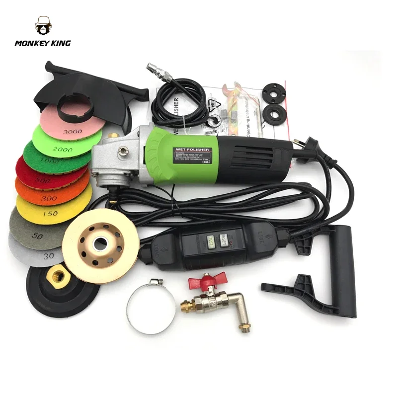 Kit de amoladora pulidora húmeda de velocidad Variable para piedra, mármol, granito, encimera de hormigón, juego de almohadillas de pulido de diamante con unión de resina c/w