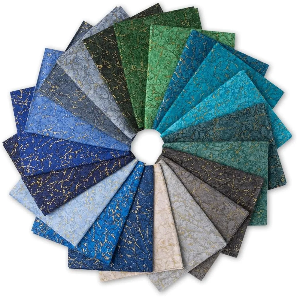 

Blender Collection Precut 20 pcs 18"x22" 100% Cotton Quilting Fabric Bundle Fat Quarter (Quartz Metallic Tonals Cool)