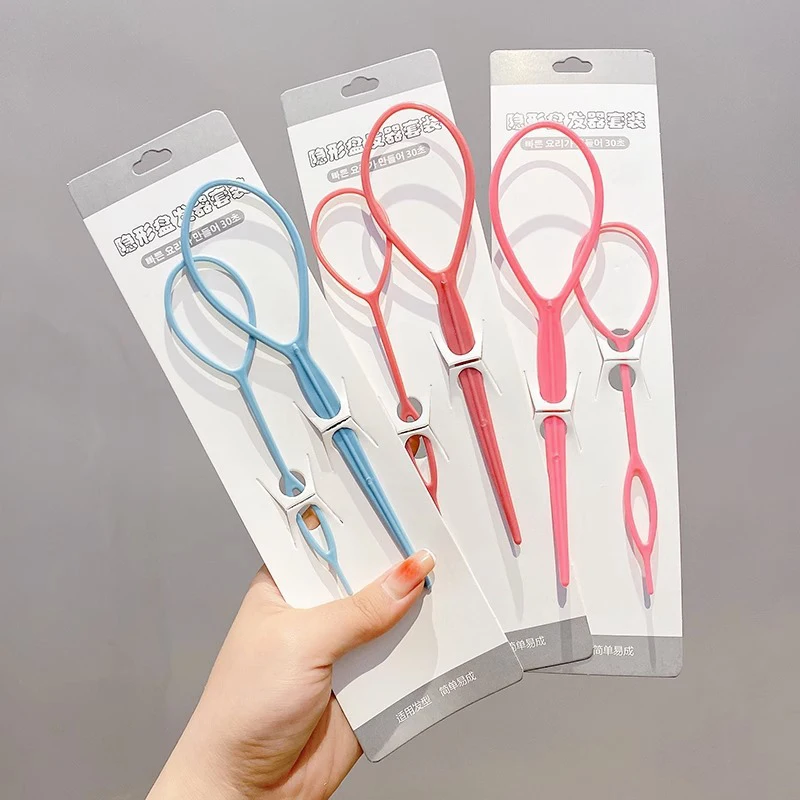 

2-4Pcs Pink Blue Solid Color Plastic Loop Styling Tools Black Topsy Pony Topsy Tail Clip Ponytail Hair Braid Maker Styling Tool