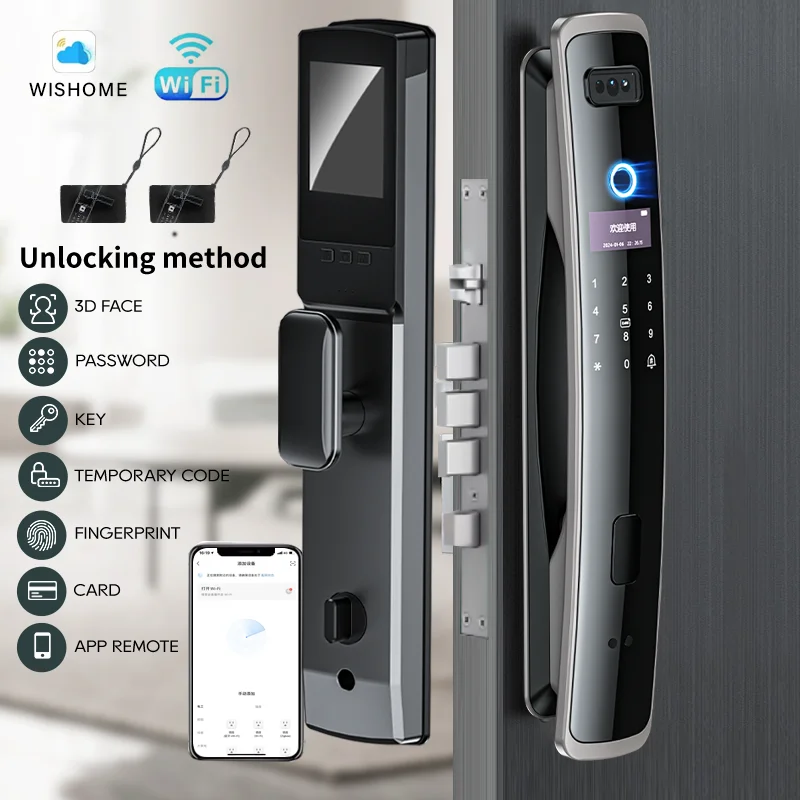 

Smart 3D Face Door Lock Real-time Security Face & Camera Remote Control Voice Password Biometric Electronic Key Unlock